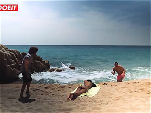 LETSDOEIT - super-steamy dark-hued teenager smashed rigid At The Beach